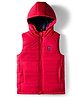 Pine Kids Woven Sleeveless Solid Hooded Padded Jacket - Red