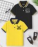 Trampoline Cotton Blend Knit Pack Of 2 Half Sleeves Text Printed Polo Tees - Black & Yellow