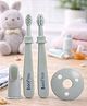 Bonfino Tiny Smile 3-in-1 Brushing Kit - Blue| 0+ Months| Finger Brush Training Brush & Tooth Brush| Anti-Choking Protective Ring| 360° Gentle Cleaning| Untra Soft Silicone| BPA Free| Easy-Grip Handle