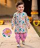 Babyhug Cambric Woven Full Sleeves Kurta Dhoti Set With Floral Print - Pink