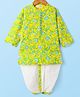 Babyhug Cotton Woven Full Sleeves Kurta Dhoti Set with Floral Print - Yellow