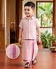 Babyhug Woven Half Sleeves Solid Shirt & Mundu Set - Plum
