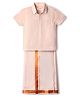 Babyhug Woven Half Sleeves Solid Shirt & Mundu Set - Peach