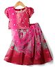 Babyhug Woven Half Puffed Sleeves Choli Lehenga Set with Dupatta Floral Embroidery & Sequin Detailing - Fuchsia
