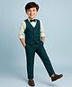 Pine Kids Knit Full Sleeves Solid 3 Piece Party Suit With Bow - Dark Green