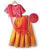 Pine Kids Woven Half Sleeves Choli Lehenga Set with Dupatta & Zari Detailing - Orange