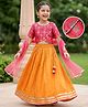 Pine Kids Woven Half Sleeves Choli Lehenga Set with Dupatta & Zari Detailing - Orange