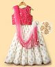 Pine Kids Woven Sleeveless Choli Lehenga Set with Dupatta Floral Glitter Print & Embroidery - Pink
