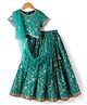 Pine Kids Woven Half Sleeves Choli Lehenga Set with Dupatta & Zari Detailing - Mint