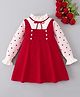 Mark & Mia Full Sleeves Woollen Dress With Polka Dot Design - Red & White