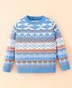Mark & Mia Viscose Full Sleeves Pullover Sweater with Fair Isle Design - Light Blue