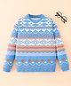 Mark & Mia Viscose Full Sleeves Pullover Sweater with Fair Isle Design - Light Blue