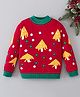 Mark & Mia Viscose Full Sleeves Pullover Sweater with Tree Design - Red