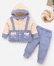 Mark & Mia Full Sleeves Solid Color Hooded Winter Wear Night Suit - Light Blue