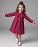 Mark & Mia Full Sleeves Winter Frock With Bow Applique - Wine