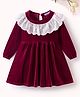 Mark & Mia Full Sleeves Winter Frock with Lace Detailing - Maroon