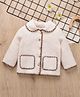 Mark & Mia Full Sleeves Front Open Winter Fur Jacket with Collar - White