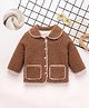 Mark & Mia Full Sleeves Front Open Winter Fur Jacket with Collar - Brown