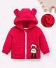 Mark & Mia Full Sleeves Hoodie with Sheep Ear Applique  Embroidery & Pocket - Red
