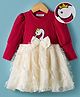 Mark & Mia Full Sleeves Frock with Duck Patch Bow Applique & Ruffle Detailing - Red & White