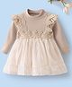 Mark & Mia Full Sleeves High Neck Frock With Lace Detailing - Tan
