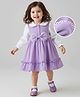 Mark & Mia Full Sleeves Solid Color Peter Pan Collar Frocks with Bow - White & Lilac