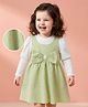 Mark & Mia Full Sleeves Frock with Floral Print & Bow Applique - Light Green