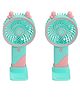 The Procure Store Ear Design Mini Portable & Rechargeable Hand Fan with Stand Set of 2- Aqua