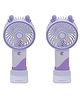 The Procure Store Ear Design Mini Portable & Rechargeable Hand Fan with Stand Set of 2- Purple