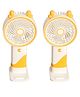 The Procure Store Ear Design Mini Portable & Rechargeable Hand Fan with Stand Set of 2- White