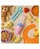 AEREX BPA Free Silicone Squeezy Food Feeder with Plastic Spoon with Suction Base | Baby Squeezing Silicone Feeder Bottle | Feeding Spoon Bottle for Semi-Solid Food, Cereals, Fruit Food Feeder (Pink)