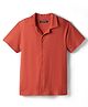 Pine Kids Cotton Knit Half Sleeves Textured Shirt - Rust Orange