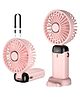 New Pinch Battery Operated Fan with LED Display, 3 in 1 Personal Small Fan for Neck/Desk, 90° Foldable with Base, 5 Speed Lash Makeup Fan Pink