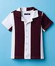 Pine Kids Knit Half Sleeves Shirt With Stripes - Wine & White