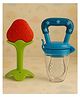Luvlittle Bpa Free 100 % Silicone Fruit Shape Teether And Fruit Feeder - Colour may vary (Pack of 2)