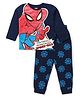 Kookie Kids Marvel Single Jersey Knit Full Length Night Suit With Spider Man Graphics - Navy Blue