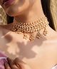 Binnis wardrobe Varnika Layered Pachi Kundan Pearl Choker Necklace with Gold Beaded Pendants - White
