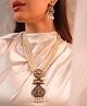 Binnis Wardrobe Long Layered Chain Necklace with German Silver Pendant and Pearls-1