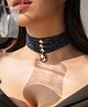 Binnis Wardrobe Beaded Choker with Kundan Centerpiece - Navy Blue