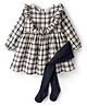 Babyhug Cotton Woven Full Sleeves Checkered Frock With Legging & Frill Detailing - Black