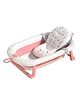 Safe-O-Kid Foldable Baby Bath Tub with Cushion for 0 to 5 Years  Portable, Space-Saving Bathtub for Newborns & Toddlers | BPA-Free, Non-Slip, with Drain Plug- Pink