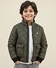 Pine Kids Woven Full Sleeves Solid Quilted Jacket - Olive Green