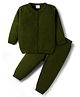 Babyhug Knit Full Sleeves Solid Color Front Open Sweater Set - Green