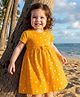 Babyhug Cotton Knit Half Sleeves Frock With Bloomer With Polka Dot - Yellow
