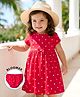 Babyhug Cotton Knit Half Sleeves Polka Dot Printed Frock With Bow Applique & Bloomer - Red