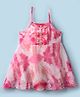 Dew Drops Chiffon Woven Sleeveless Frock With Tie & Dye Print - Pink