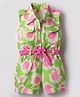 Dew Drops Poplin Woven Sleeveless Jumpsuit with Floral Print & Belt - Light Green