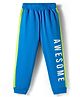 Pine Kids Cotton Knit Full Length Track Pant With Text Print - Blue