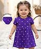 Babyhug Cotton Knit Half Sleeves Frock With Heart Print & Bloomer - Purple