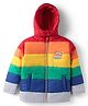 Pine Kids Woven Full Sleeves Colour Block Padded Hooded Jacket With Rainbow Patch Detailing - Multi Colour